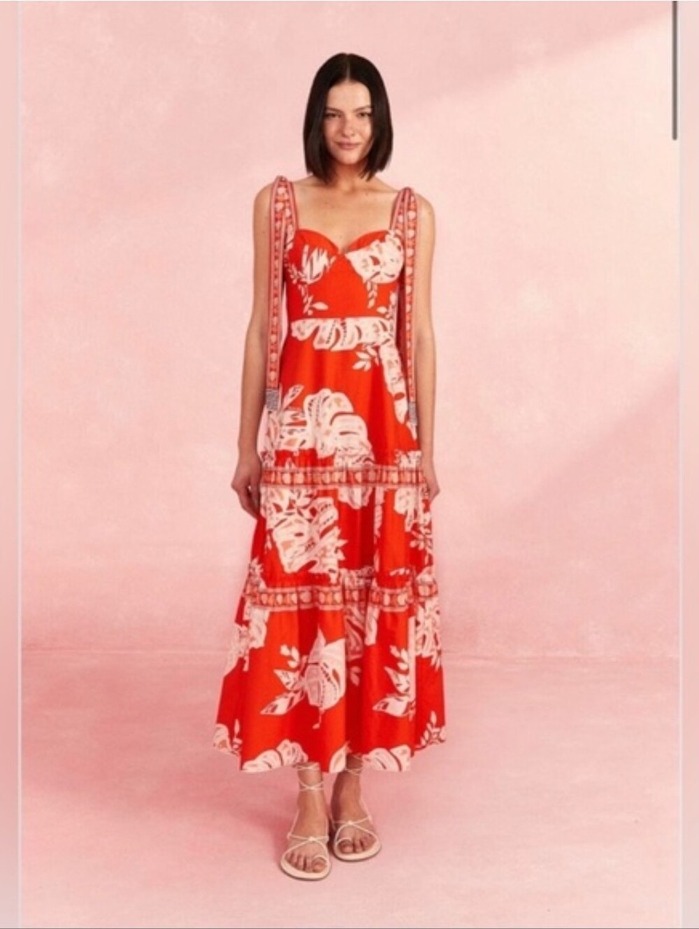FARM Rio Lace Monsteras midi dress